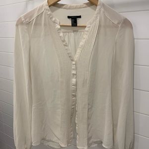 Forever 21-White button down sheer blouse